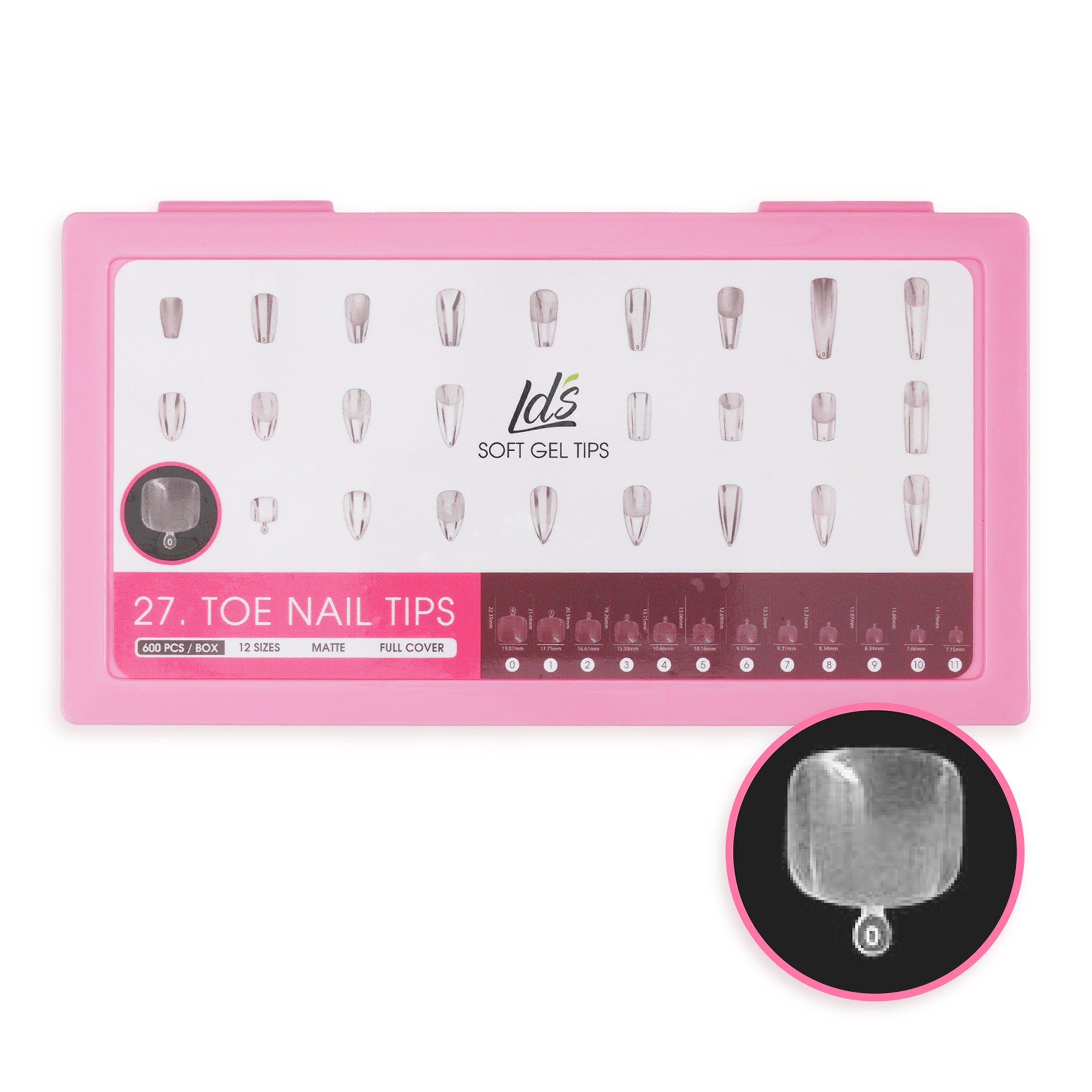 LDS - 27 Toe Nail Tips Matte Nail Tips (Full Cover) (Box of 600PCS)