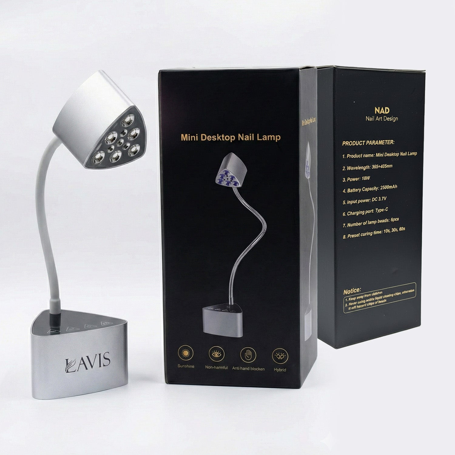 LAVIS Mini Desktop Nail Lamp - Silver