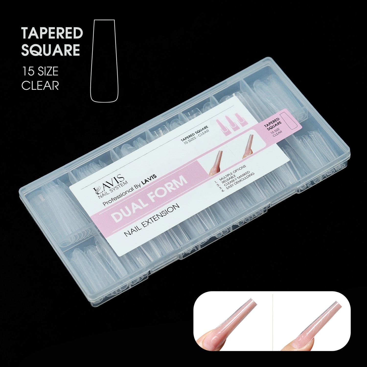 LAVIS - Dual Form Tapered Square 15 Sizes Clear