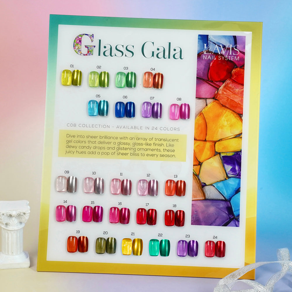 LAVIS C08 Set 24 Colors - Gel Polish 0.5 oz - Glass Gala Collection