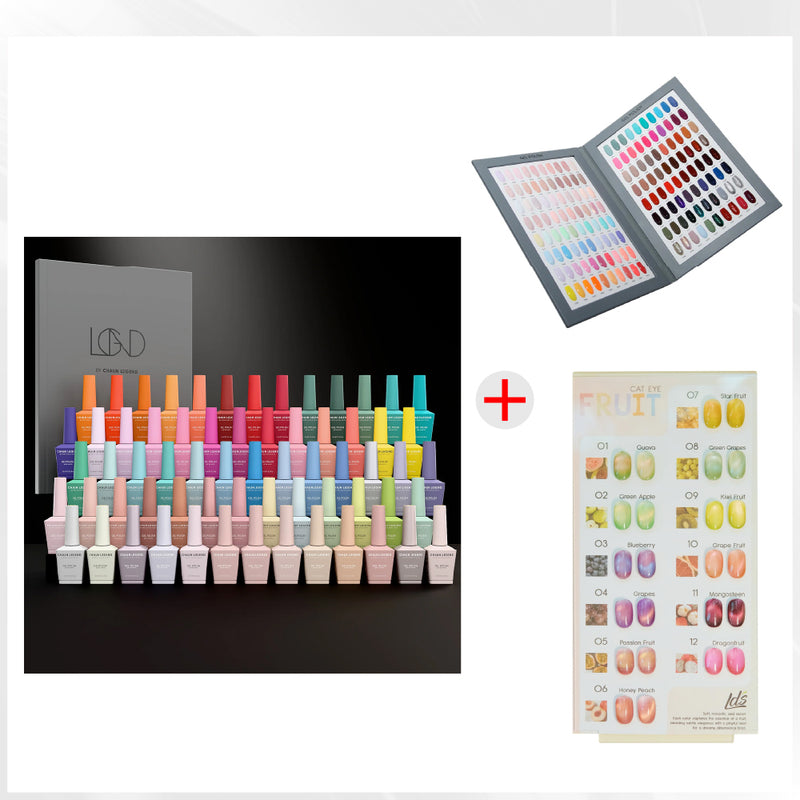 DTK Nail Supply - Authentic CHAUN LEGEND Gel Polish Collection Vol. 2.1 - 65 Colors - FREE 1 Full LDS Fruit Cat Eye Collection (12 Colors) for wholesale salon use