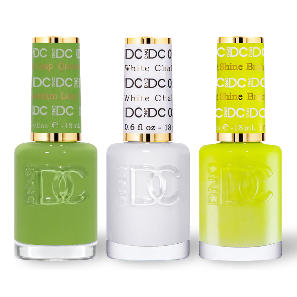 DND DC 3 Nail Lacquer Set 7 GREEN WHITE YELLOW DTK Nail Supply Dnd dc 3 nail lacquer set 7 green white yellow dtk nail supply
