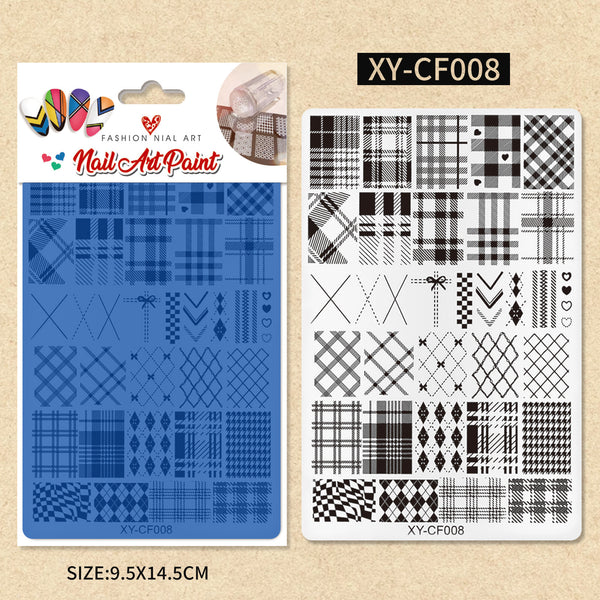 Nail Printing Steel Plate XY-CF008 - Plaid & Argyle