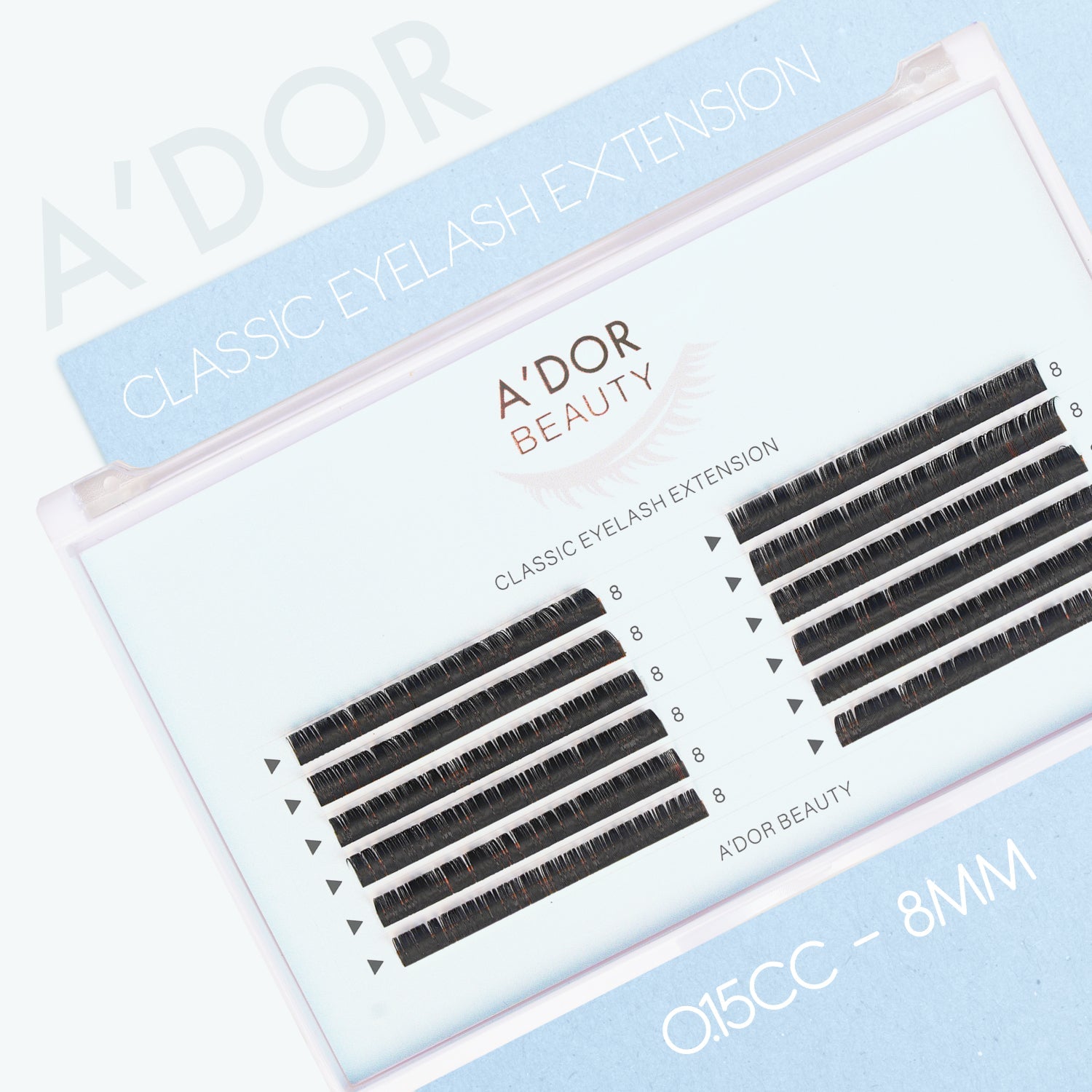 A’dor Beauty Classic Eyelash Extension 0.15CC - 8MM - DTK Nail Supply