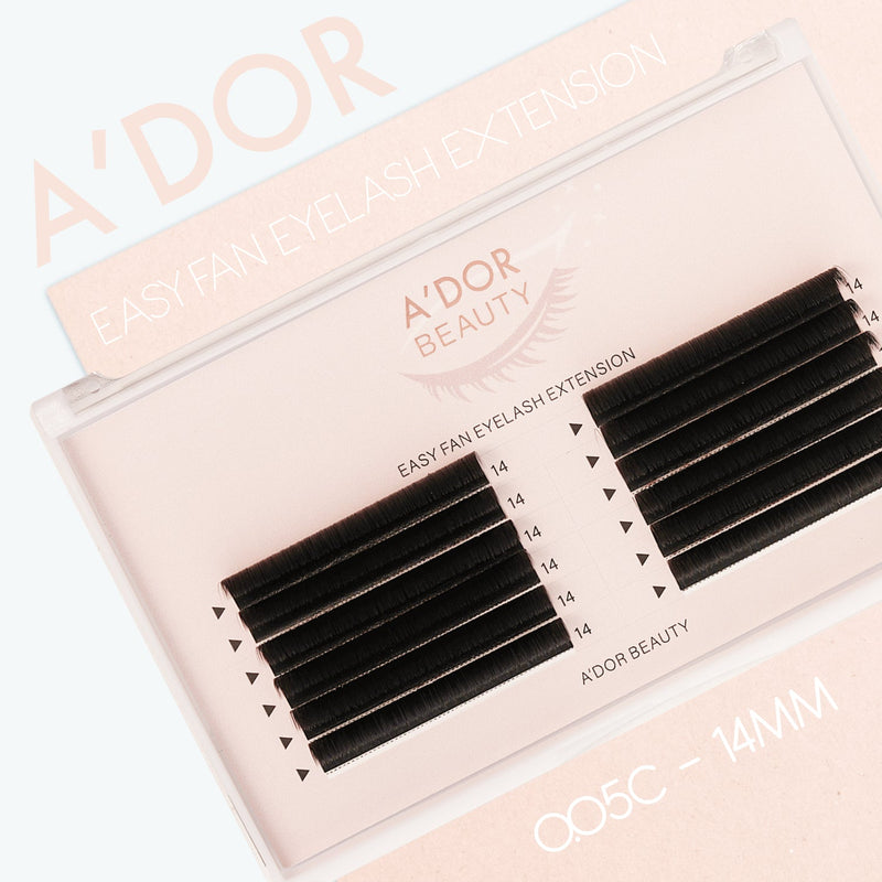 A’dor Beauty Easy Fan Eyelash Extension 0.05C - 14MM - DTK Nail Supply