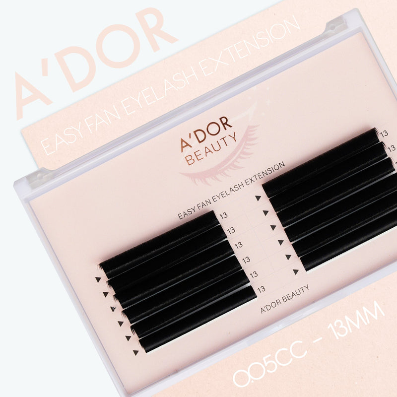 A’dor Beauty Easy Fan Eyelash Extension 0.05CC - 13MM - DTK Nail Supply