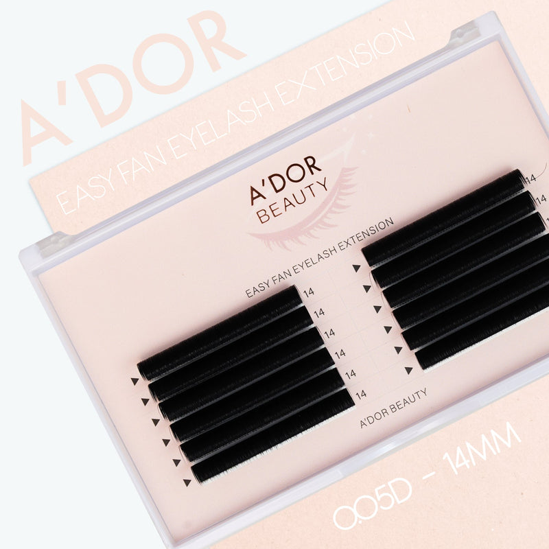 A’dor Beauty Easy Fan Eyelash Extension 0.05D - 14MM - DTK Nail Supply