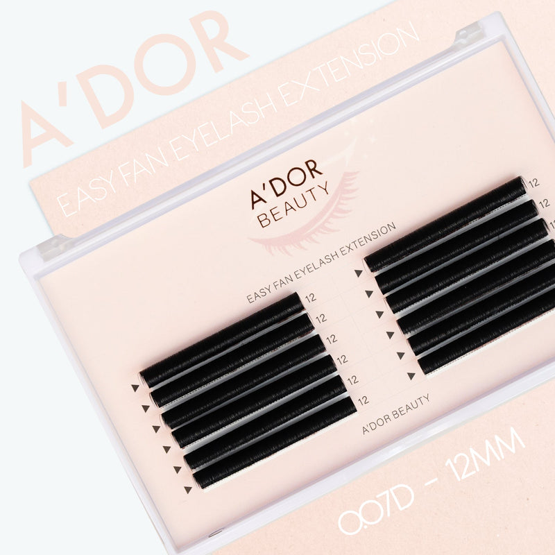 A’dor Beauty Easy Fan Eyelash Extension 0.07D - 12MM - DTK Nail Supply