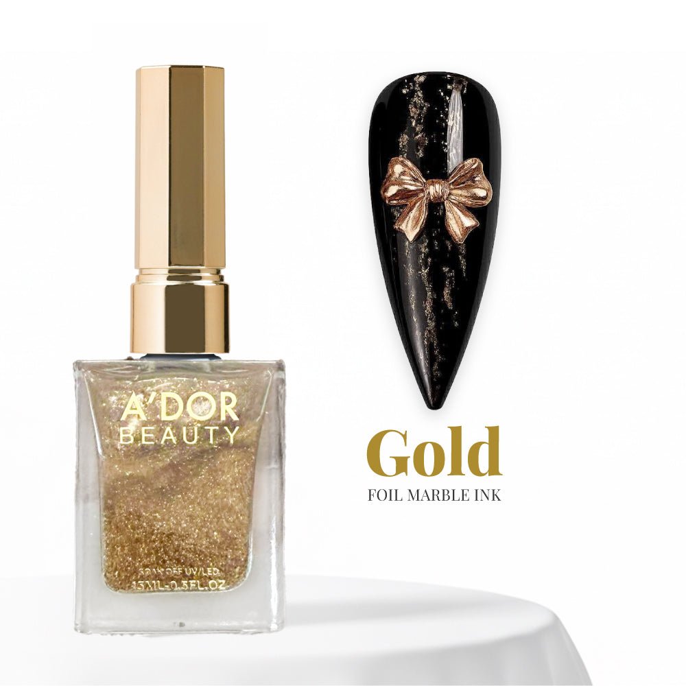 A'DOR Foil Marble Ink 15ml - Gold - DTK Nail Supply