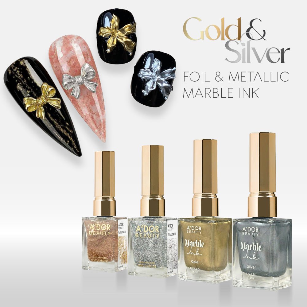 A'DOR Foil Marble Ink 15ml - Set 4 Colors - DTK Nail Supply