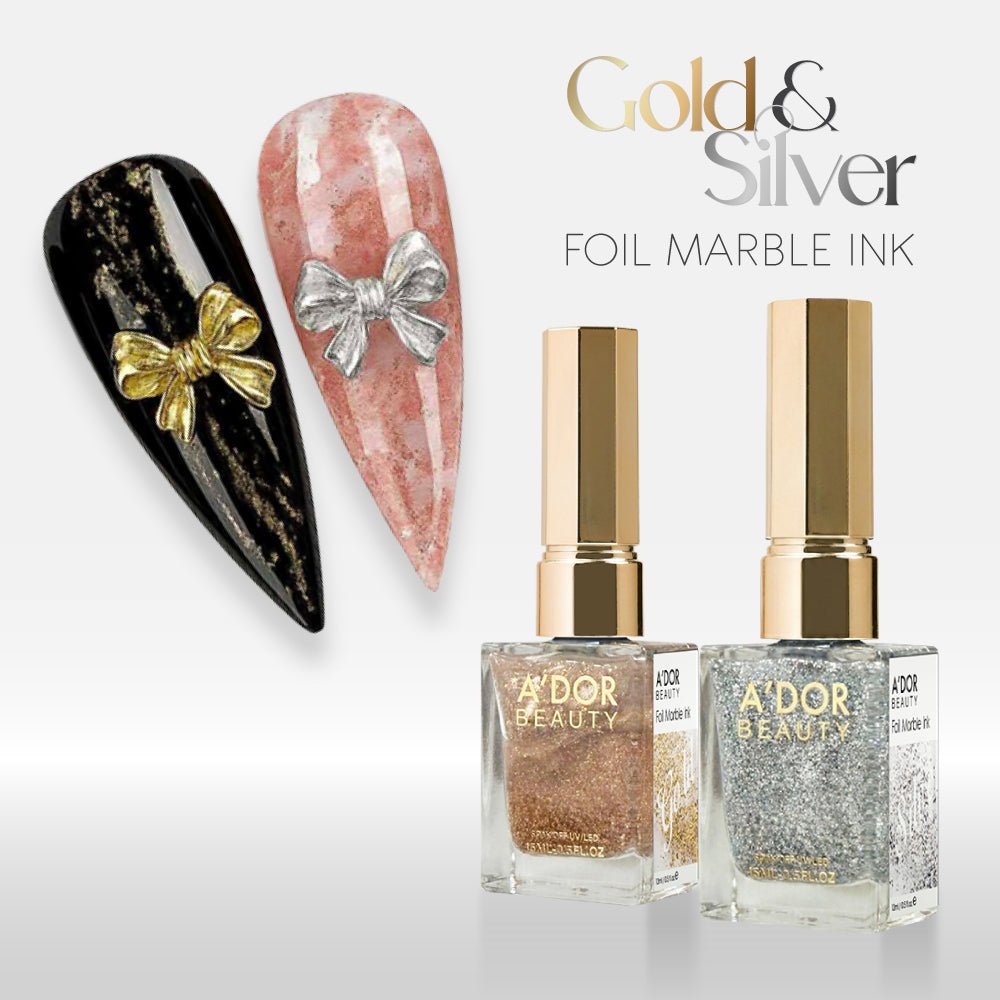 A'DOR Foil Marble Ink 15ml - Set 4 Colors - DTK Nail Supply