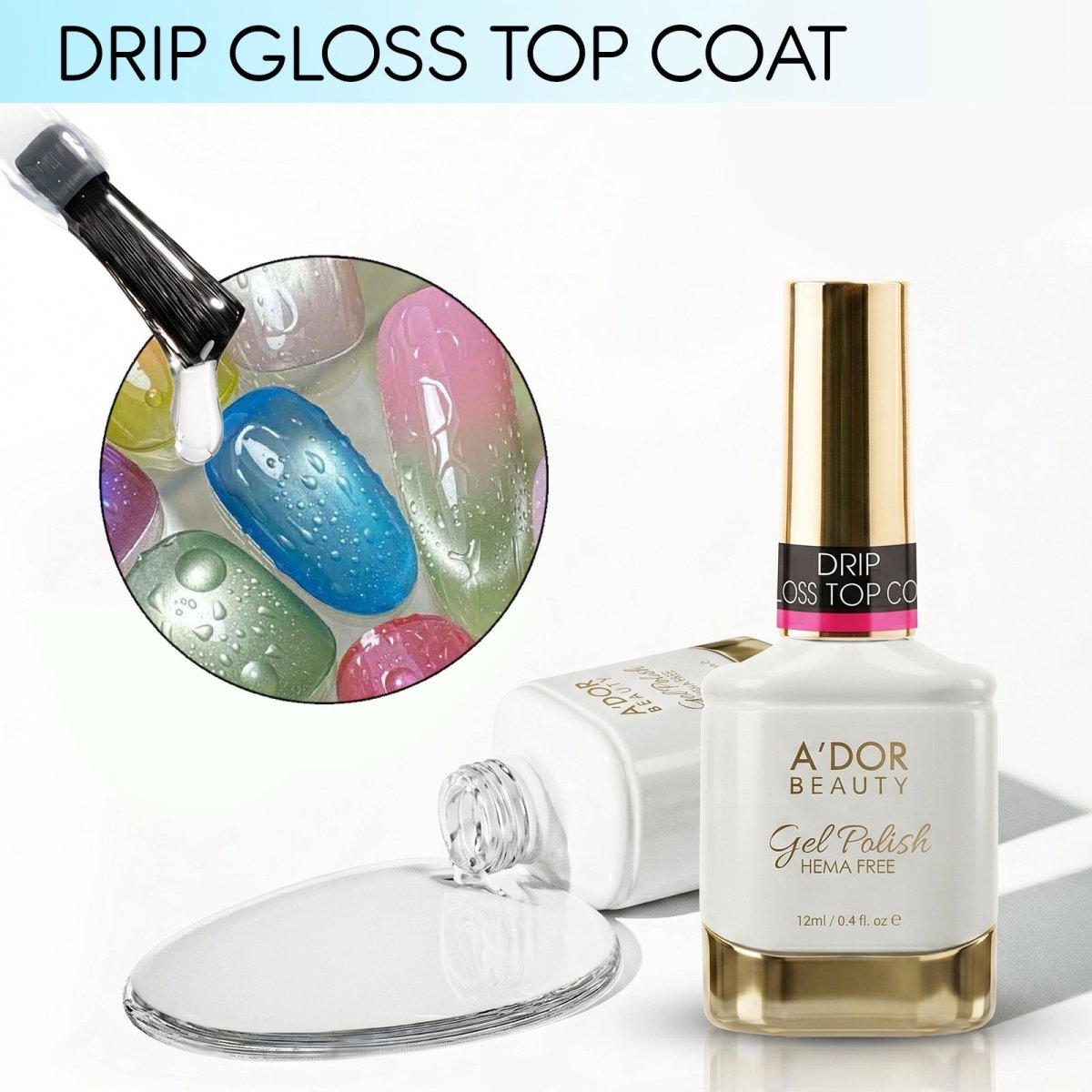 A'DOR Gel Polish - Drip Base Coat - 0.4 oz - DTK Nail Supply