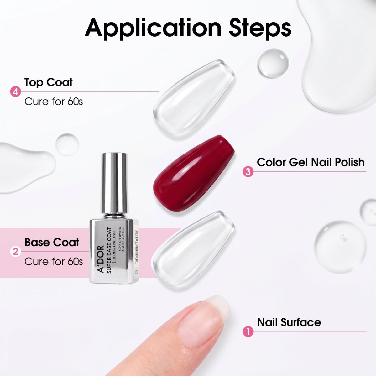 A'DOR Gel Polish - Super Base Coat - 0.5 oz - DTK Nail Supply