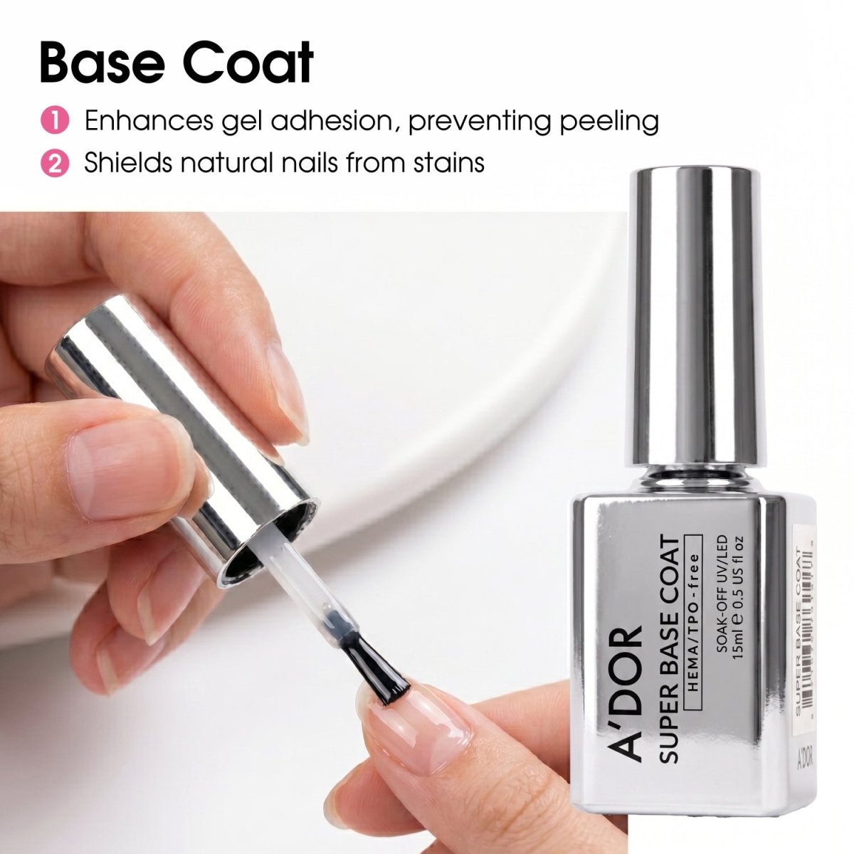 A'DOR Gel Polish - Super Base Coat - 0.5 oz - DTK Nail Supply