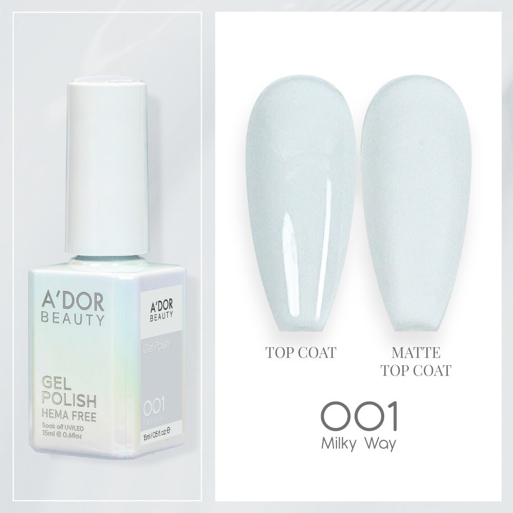 A'DOR HEMA - Free Gel Polish - 001 - Milky Way - 0.6 oz - DTK Nail Supply
