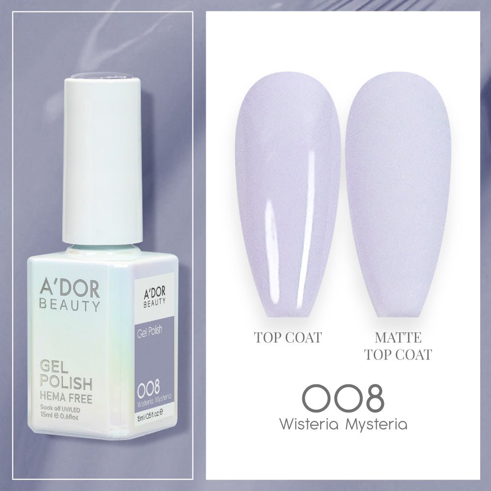 A'DOR HEMA-Free Gel Polish 008 Wisteria Mysteria — Vegan 0.6 oz