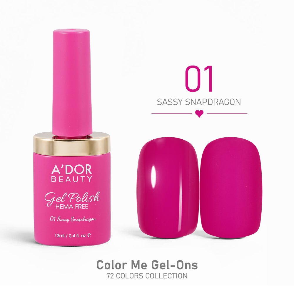 A'DOR HEMA - Free Gel Polish - 01 - Sassy Snapdragon - 0.4 oz - Color Me Gel - Ons Collection - DTK Nail Supply
