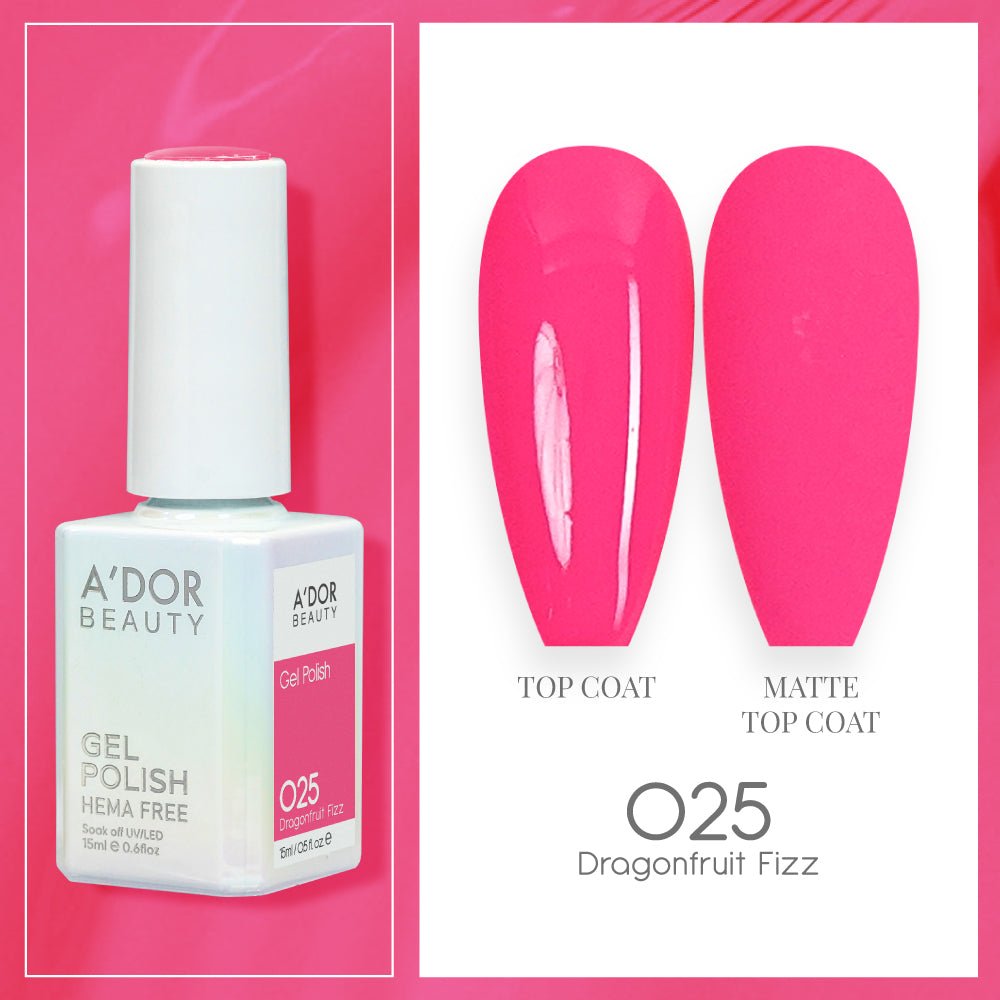 A'DOR HEMA - Free Gel Polish - 025 - Dragonfruit Fizz - 0.6 oz - DTK Nail Supply