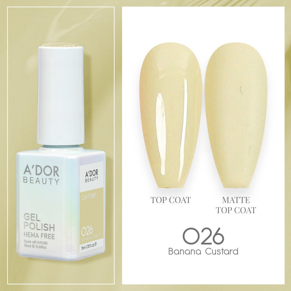A'DOR HEMA - Free Gel Polish - 026 - Banana Custard - 0.6 oz - DTK Nail Supply
