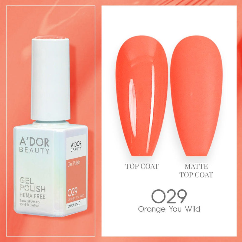 A'DOR HEMA-Free Gel Polish 029 Orange You Wild — Vegan 0.6 oz - DTK Nail Supply