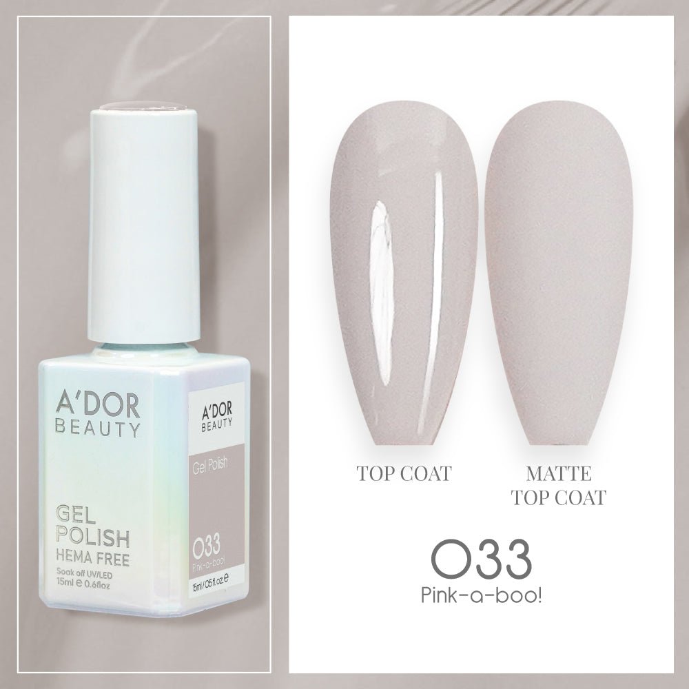 A'DOR HEMA - Free Gel Polish - 033 - Pink - a - boo - 0.6 oz - DTK Nail Supply