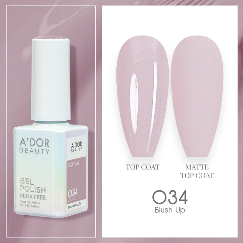 A'DOR HEMA - Free Gel Polish - 034 - Blush Up - 0.6 oz - DTK Nail Supply