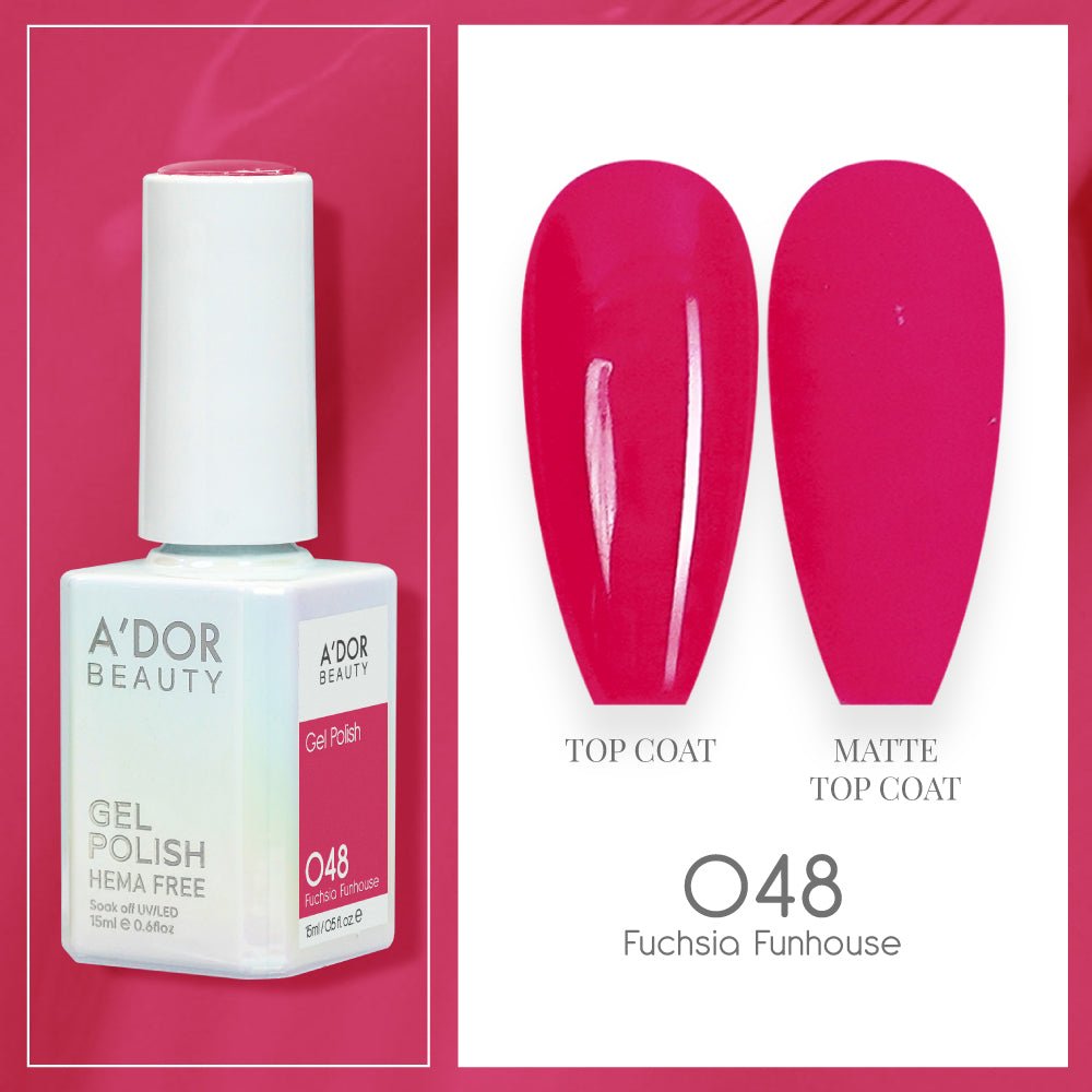 A'DOR HEMA-Free Gel Polish 048 Fuchsia Funhouse — Vegan 0.6 oz - DTK Nail Supply