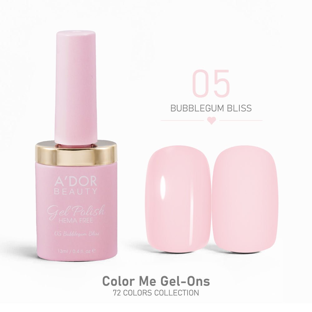 A'DOR HEMA - Free Gel Polish - 05 - Bubblegum Bliss - 0.4 oz - Color Me Gel - Ons Collection - DTK Nail Supply