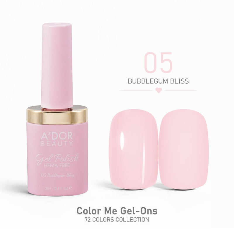 A'DOR HEMA - Free Gel Polish - 05 - Bubblegum Bliss - 0.4 oz - Color Me Gel - Ons Collection - DTK Nail Supply