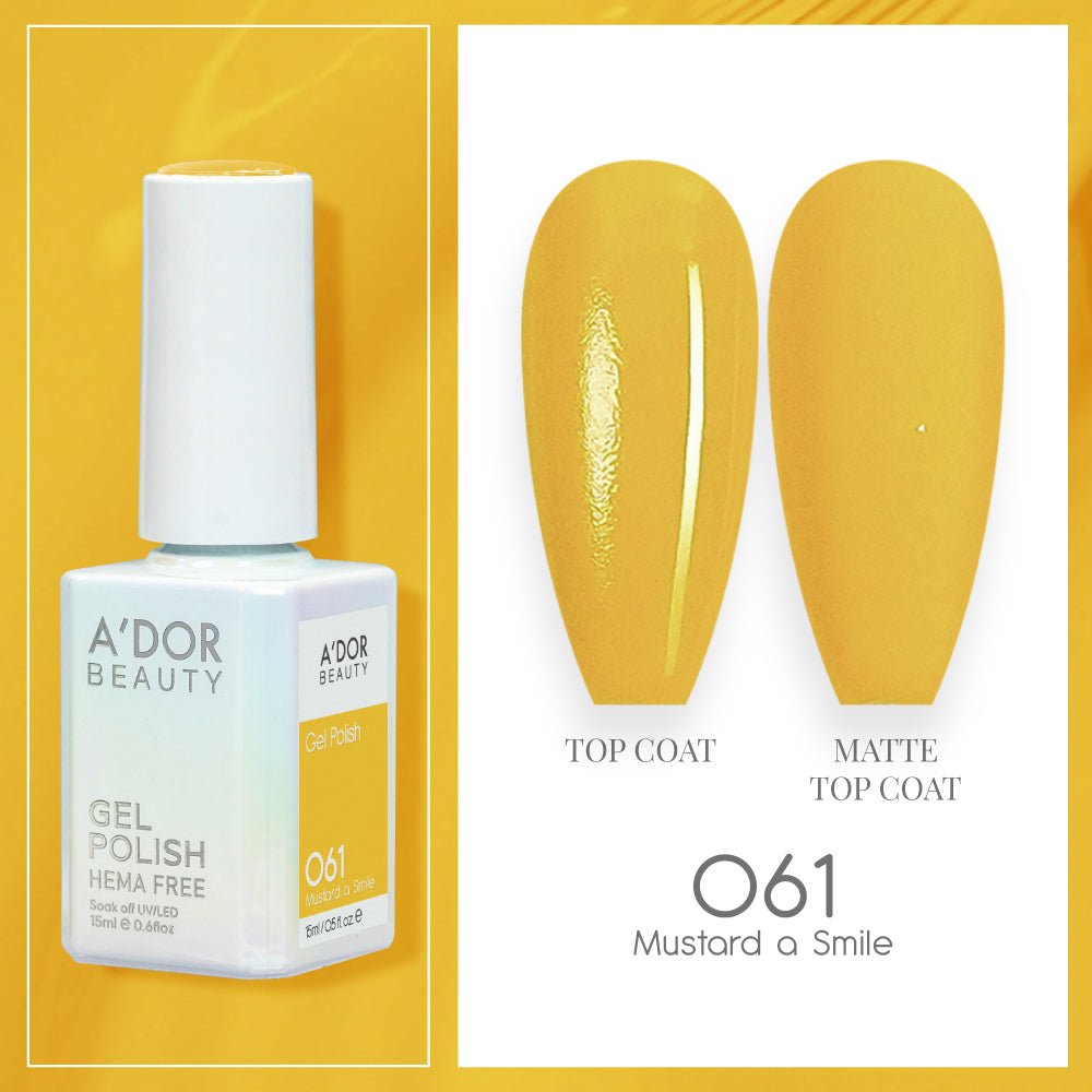 A'DOR HEMA-Free Gel Polish 061 Mustard a Smile — Vegan 0.6 oz - DTK Nail Supply