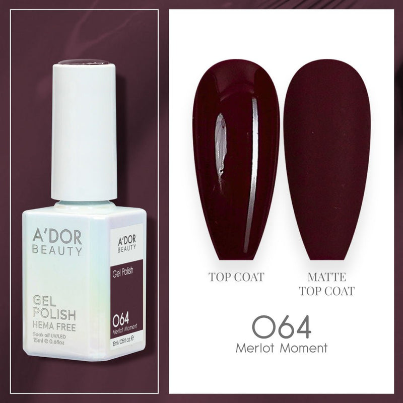 A'DOR HEMA-Free Gel Polish 064 Merlot Moment — Vegan 0.6 oz - DTK Nail Supply