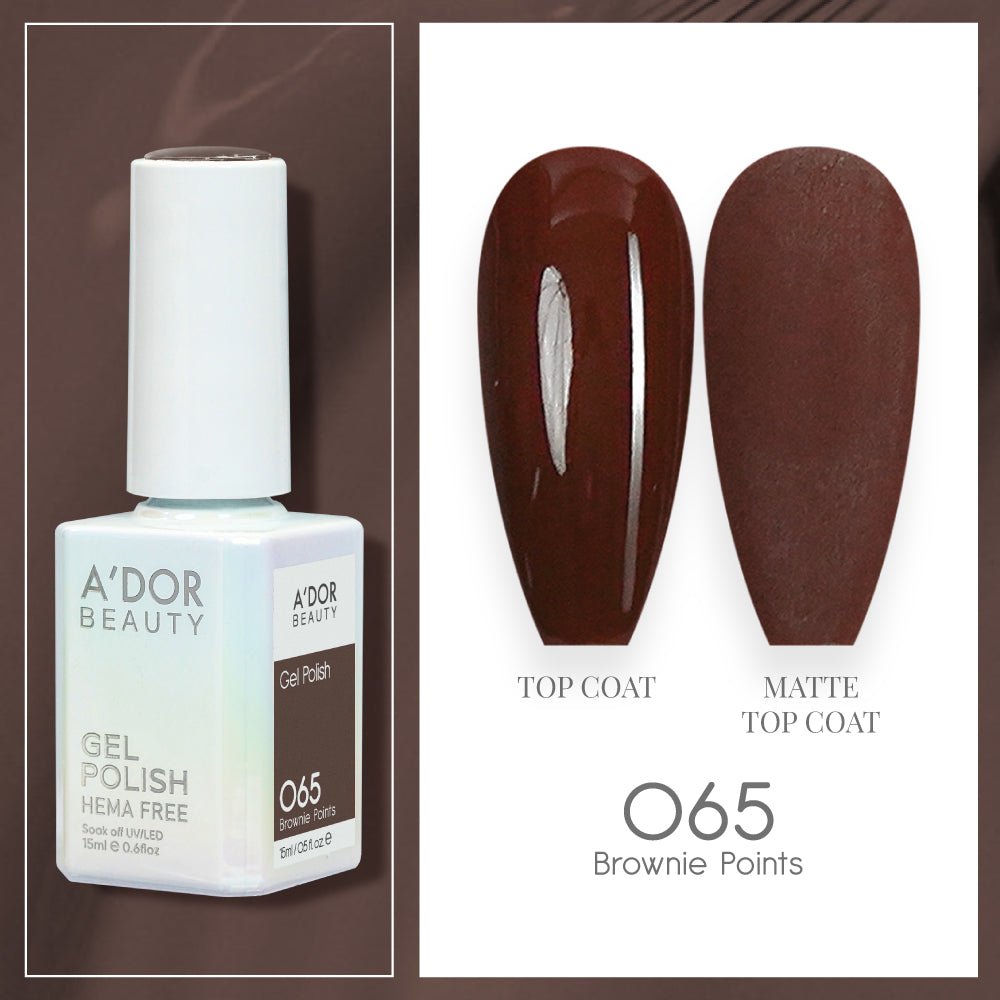 A'DOR HEMA-Free Gel Polish 065 Brownie Points — Vegan 0.6 oz - DTK Nail Supply