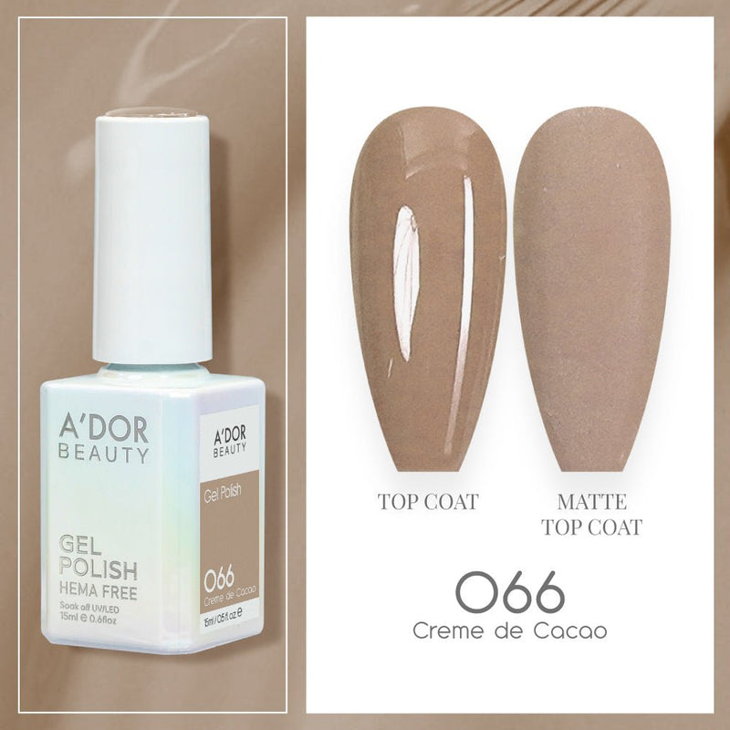 A'DOR HEMA - Free Gel Polish - 066 - Cream de Cacao - 0.6 oz - DTK Nail Supply
