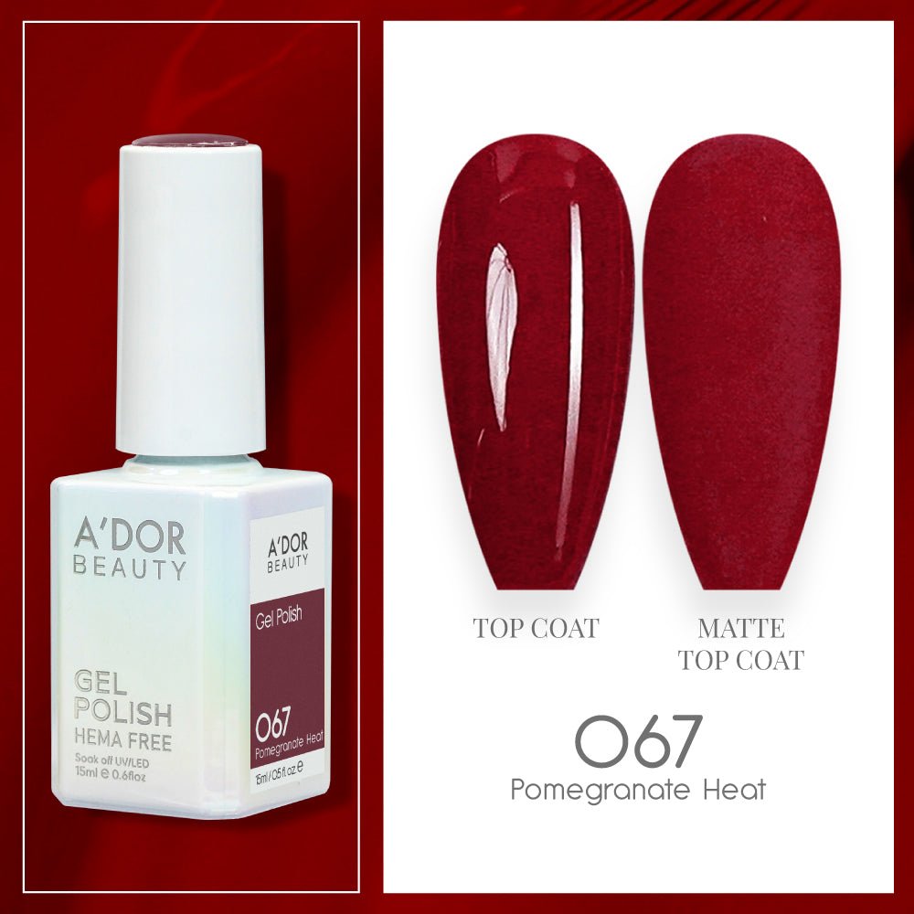A'DOR HEMA-Free Gel Polish 067 Pomegranate Heat — Vegan 0.6 oz - DTK Nail Supply