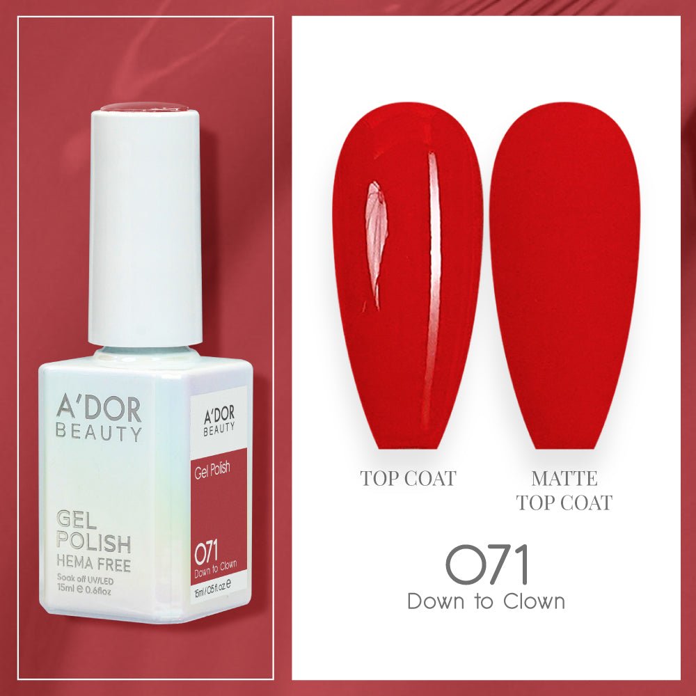 A'DOR HEMA-Free Gel Polish 071 Down To Clown — Vegan 0.6 oz - DTK Nail Supply