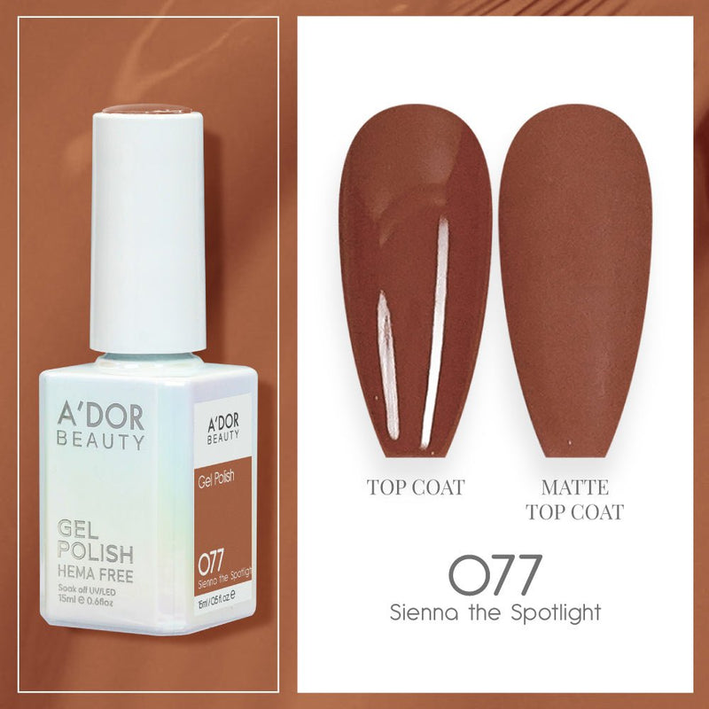 A'DOR HEMA-Free Gel Polish 077 Siena the Spotlight — Vegan 0.6 oz - DTK Nail Supply