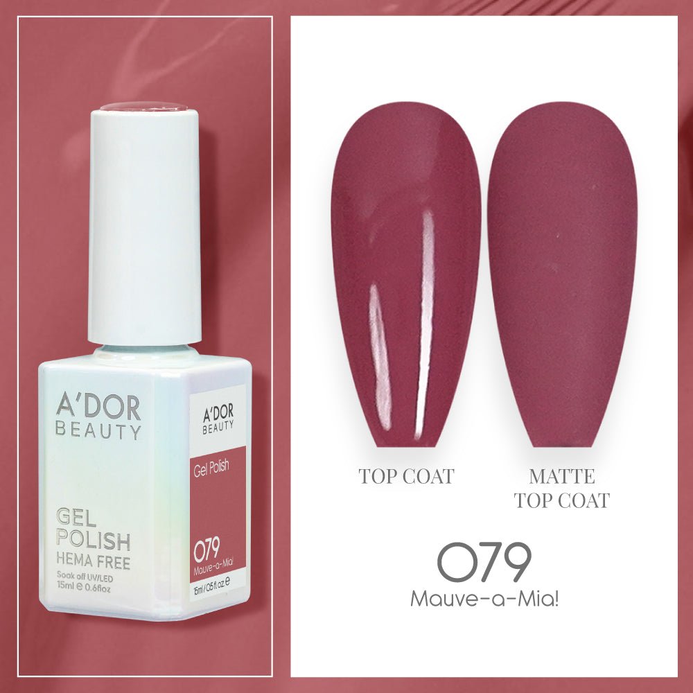 A'DOR HEMA-Free Gel Polish 079 Mauve-a-Mia! — Vegan 0.6 oz - DTK Nail Supply