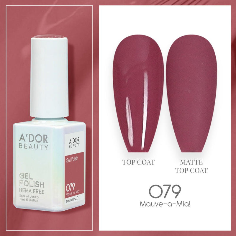 A'DOR HEMA-Free Gel Polish 079 Mauve-a-Mia! — Vegan 0.6 oz - DTK Nail Supply