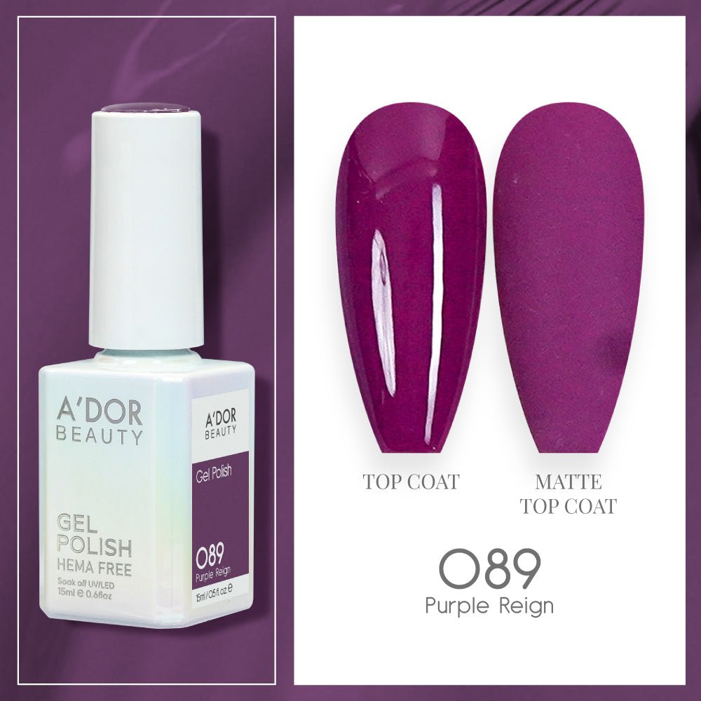 A'DOR HEMA - Free Gel Polish - 089 - Purple Reign - 0.6 oz - DTK Nail Supply