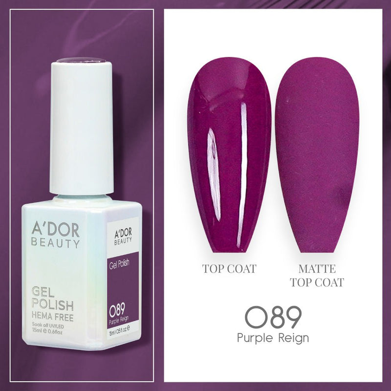 A'DOR HEMA - Free Gel Polish - 089 - Purple Reign - 0.6 oz - DTK Nail Supply