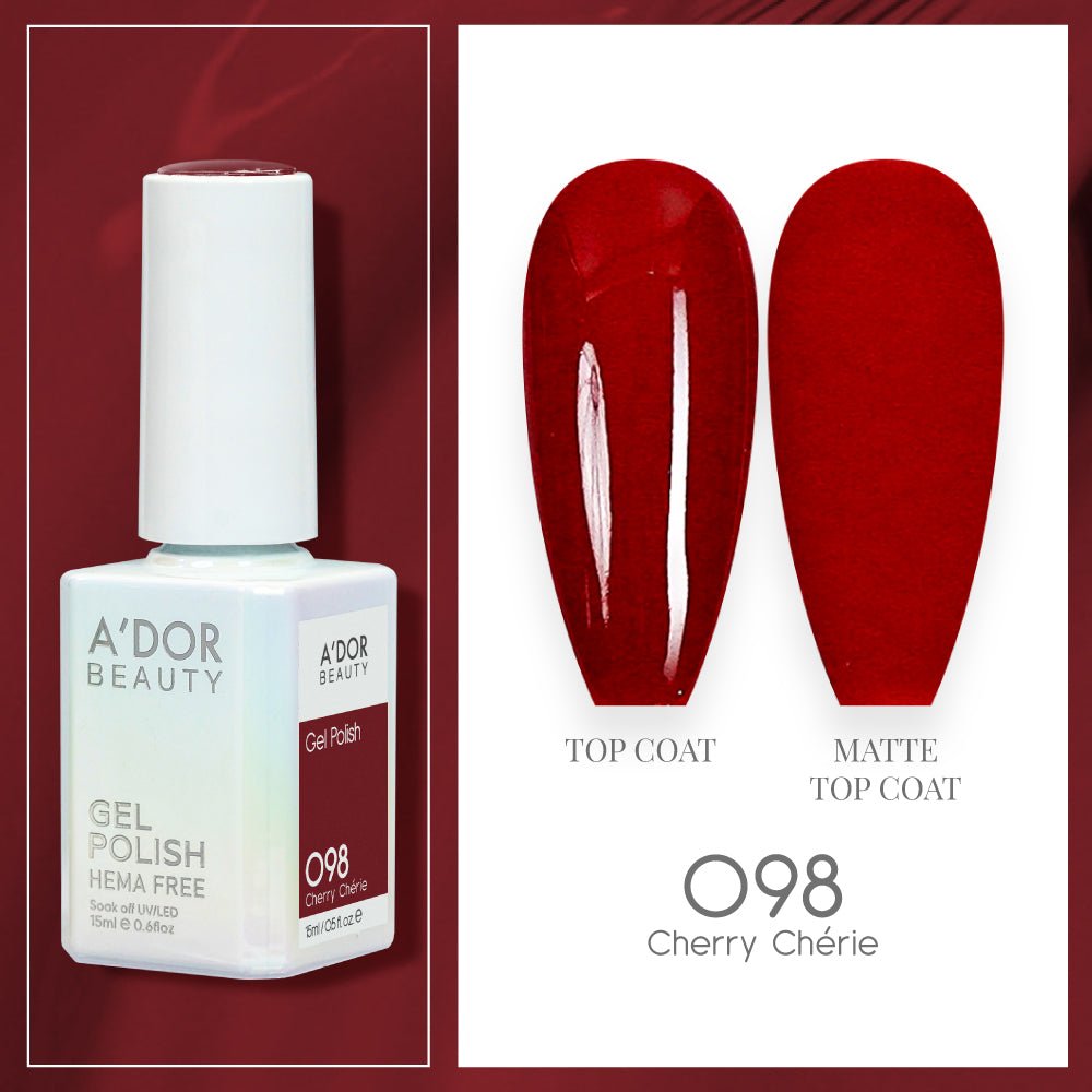 A'DOR HEMA - Free Gel Polish - 098 - Cherry Cherie - 0.6 oz - DTK Nail Supply