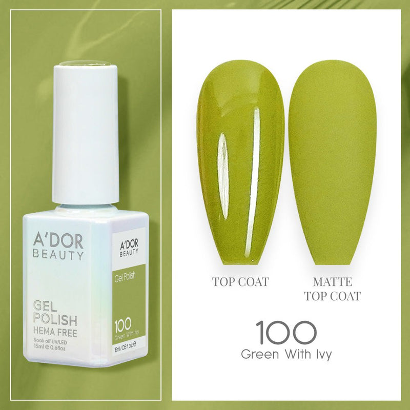 A'DOR HEMA - Free Gel Polish - 100 - Green With Ivy - 0.6 oz - DTK Nail Supply