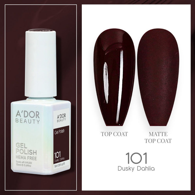 A'DOR HEMA - Free Gel Polish - 101 - Dusky Dahlia - 0.6 oz - DTK Nail Supply
