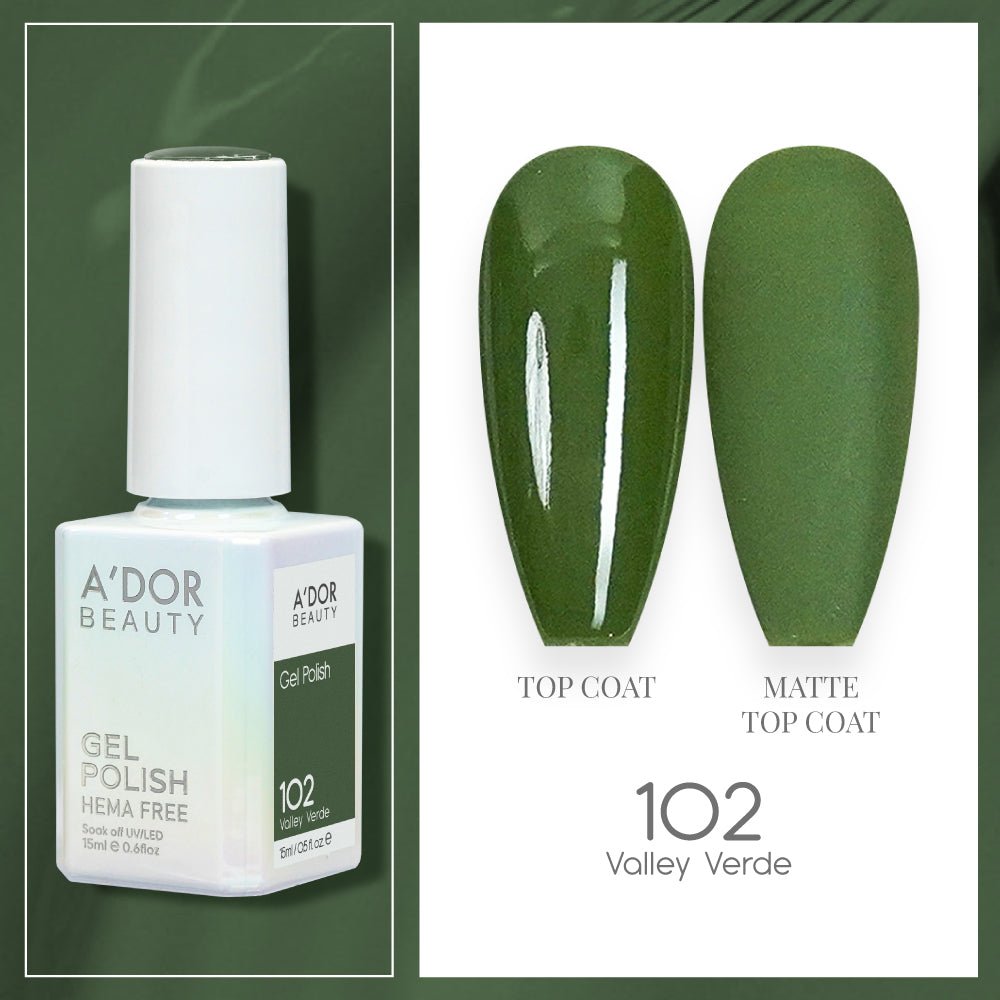 A'DOR HEMA - Free Gel Polish - 102 - Valley Verde - 0.6 oz - DTK Nail Supply