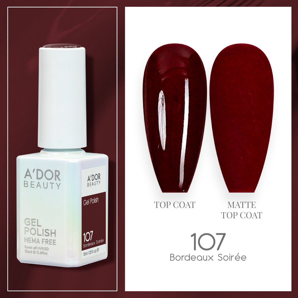 A'DOR HEMA - Free Gel Polish - 107 - Bordeaux Soiree - 0.6 oz - DTK Nail Supply