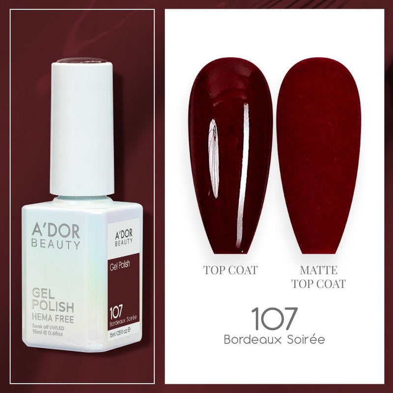 A'DOR HEMA - Free Gel Polish - 107 - Bordeaux Soiree - 0.6 oz - DTK Nail Supply