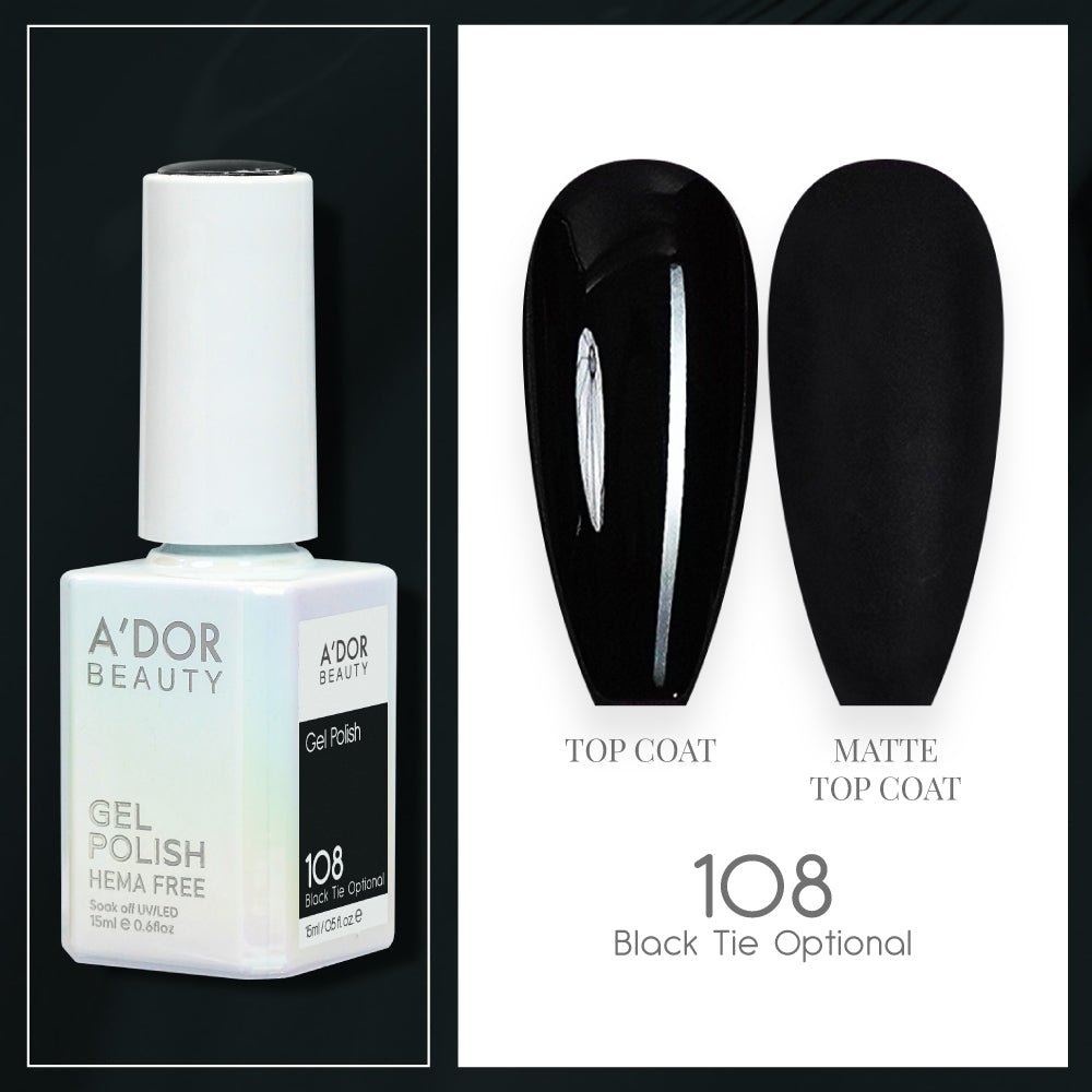 A'DOR HEMA - Free Gel Polish - 108 - Black Tie Optional - 0.6 oz - DTK Nail Supply