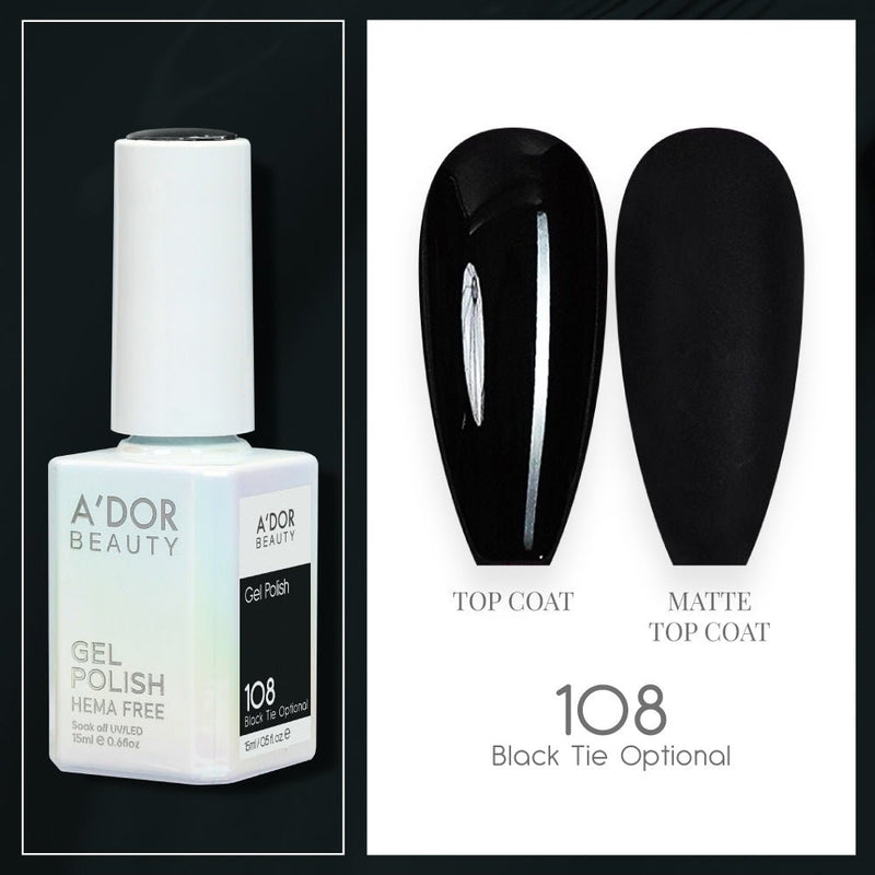 A'DOR HEMA - Free Gel Polish - 108 - Black Tie Optional - 0.6 oz - DTK Nail Supply