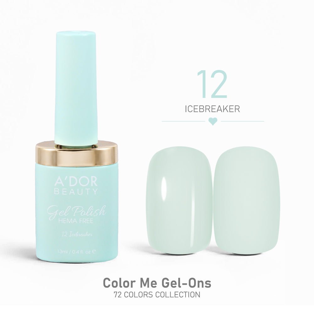 A'DOR HEMA - Free Gel Polish - 12 - Icebreaker - 0.4 oz - Color Me Gel - Ons Collection - DTK Nail Supply