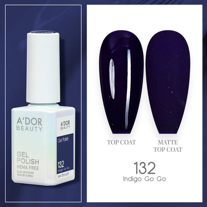 A'DOR HEMA - Free Gel Polish - 132 - Indigo Go Go - 0.6 oz - DTK Nail Supply